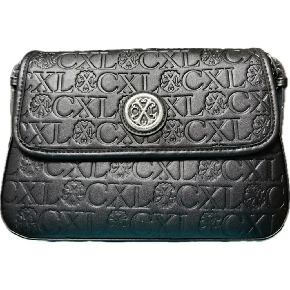 CXL Christian Lacroix Clara Embossed Logo‎ Black Shoulder Bag NWT